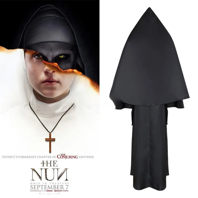 زي الراهبة البيضاء التأثيري للهالوين شبح نون كاهن موضوع ملابس نسائية تقليدية ملابس أداء المسرح