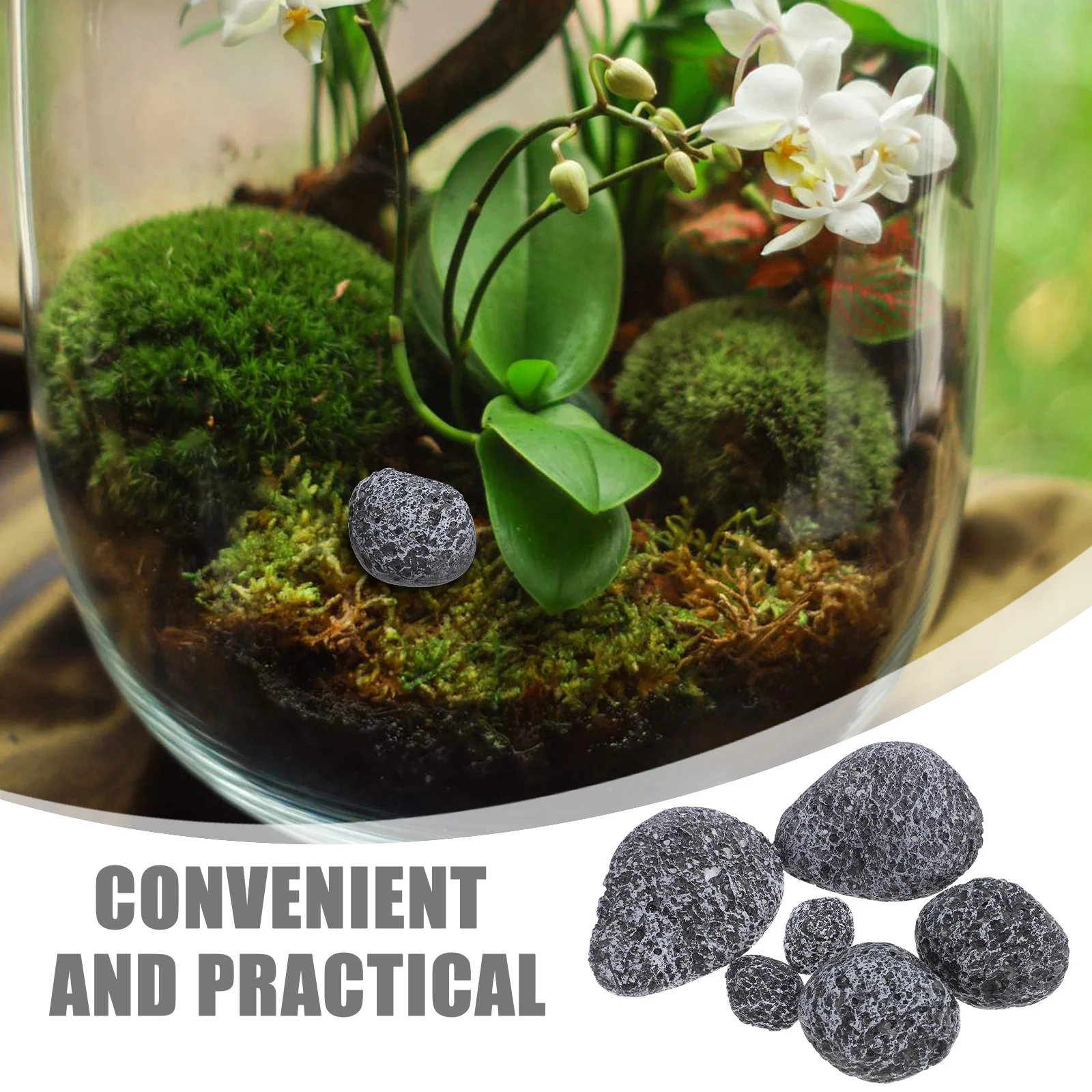 Pierres artificielles décoratives réalistes, 6 pièces, fausses pierres pour artisanat, bricolage, Simulation de pierre de jardin, Terrarium, plantes d'aquarium