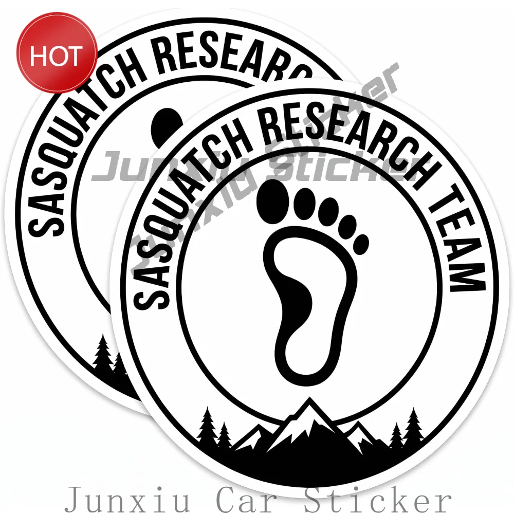 2 Pack Sasquatch Research Team Bigfoot Footprint PVC Sticker For Car Door And Laptop Vehicle Styling Accessories Decal