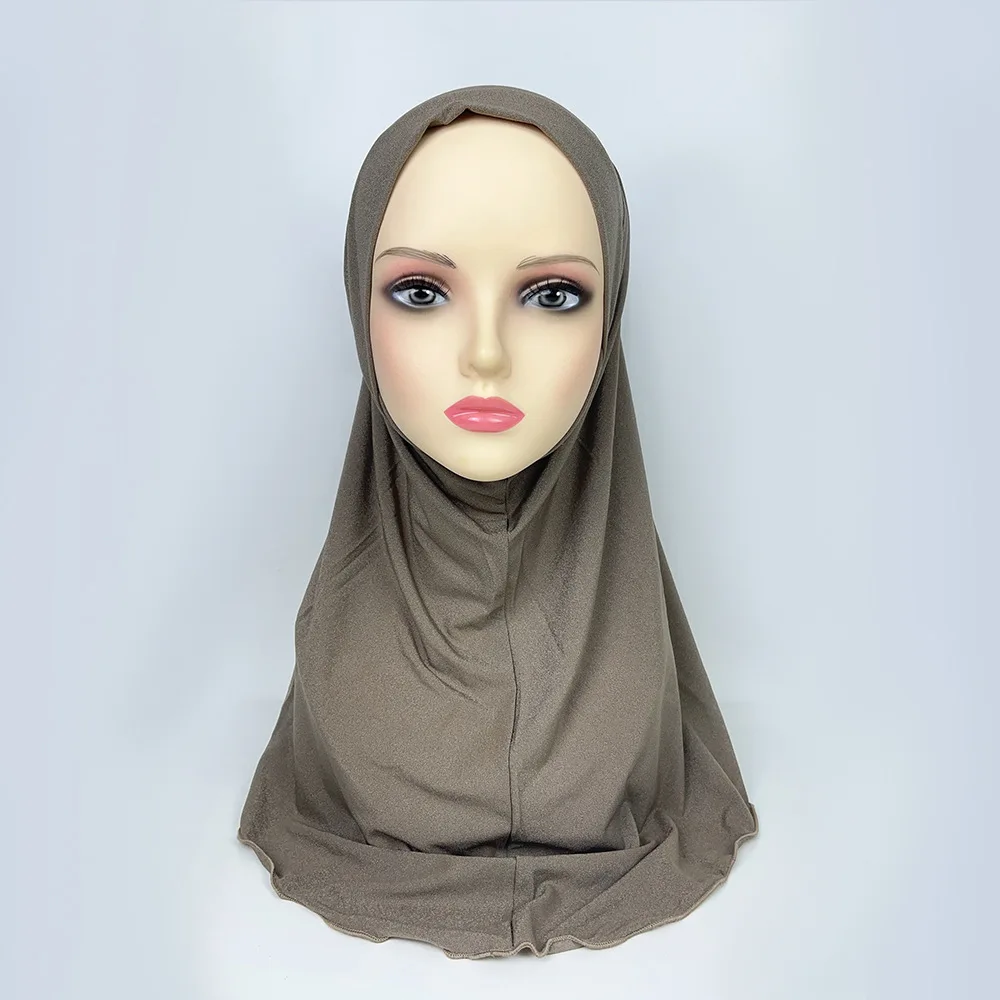 

Eid Solid Color Amira Hijabs Fashion Muslim Womens One Piece Khimar Wear Directly Prayer Turban Shawls Headwear Eid Ramadan