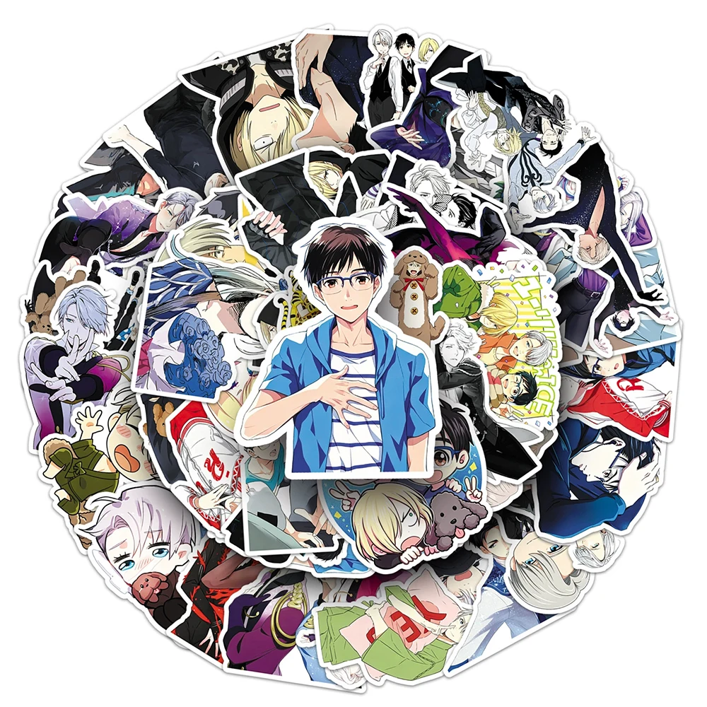10/30/50pcs YURI!!! on ICE Cartoon Stickers Figure Skating Anime Sticker DIY Notebook Phone Motorcycle Cool Graffiti Sticker Toy