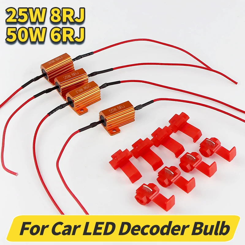 

2/4 шт. 25 Вт 50 Вт автомобильный светодиодный декодер Canbus 8 Ом 6 Ом резисторы нагрузки для автомобильного указателя поворота фонарь сопротивление лампы номерного знака