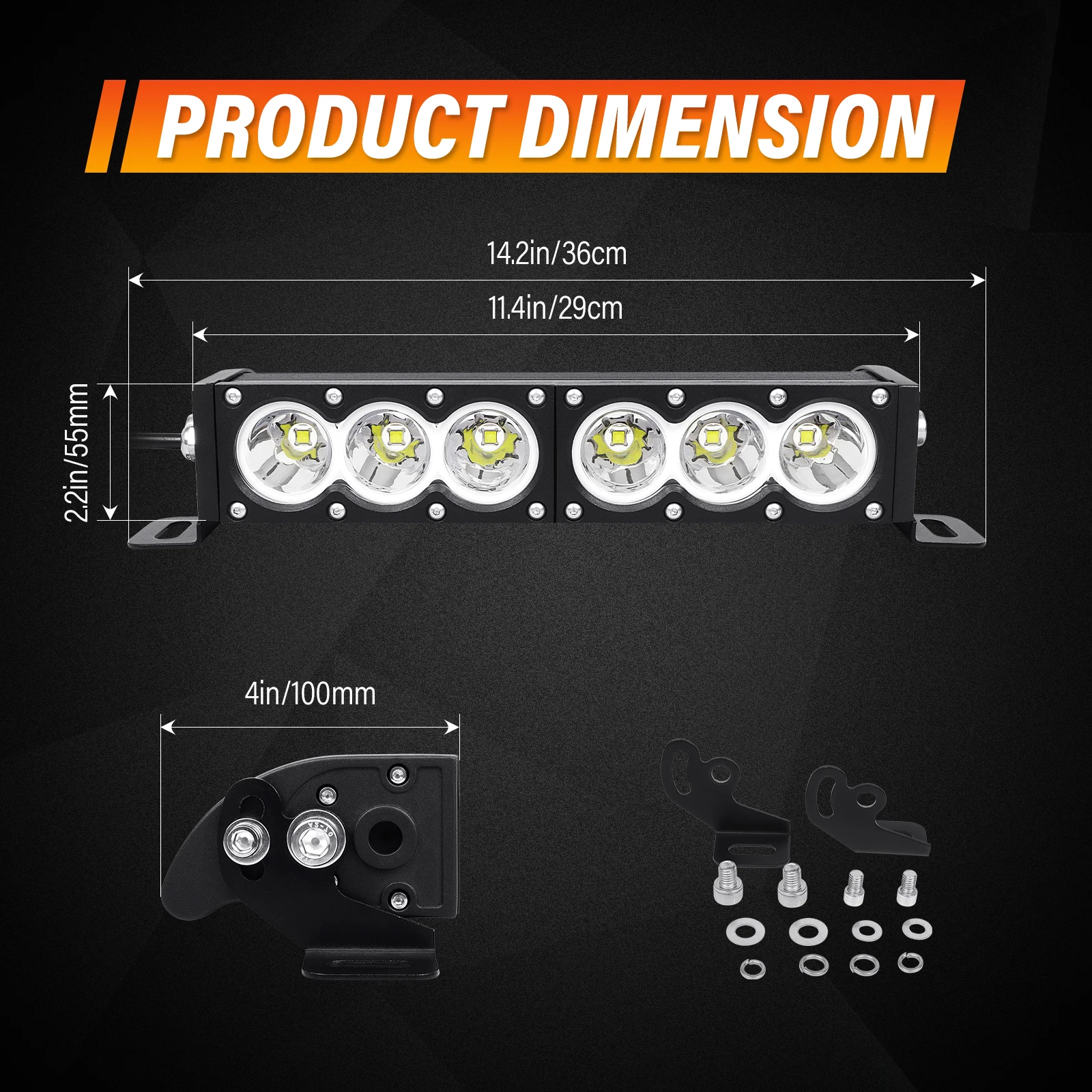 6-54 inch 30-300W LED Bar 4x4 with 12v Wire Harness Kit, LED Light Bar for Offroad Vehicles Trucks ATV, Amber White Fog Light