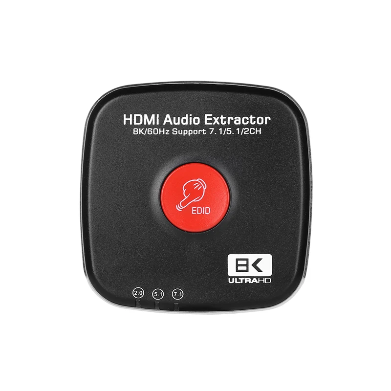 8K HDMI 2.1 Audio Extractor 60Hz 7.1CH/5.1CH/2CH Stereo Extractor Converter Optical TOSLINK SPDIF + 3.5mm Audio Splitter Adapter