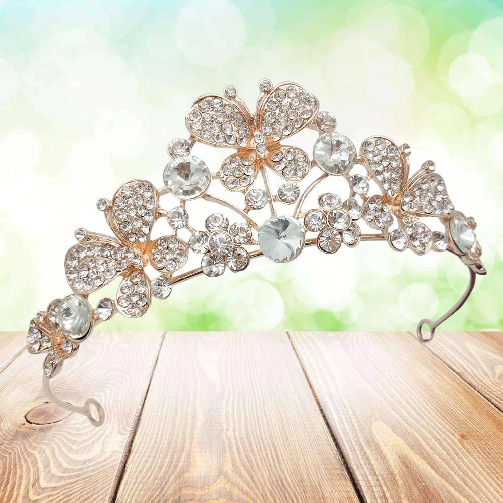 

1pc Crystal Crown Wedding Bridal Tiara Golden Rhinestone Headpiece Jewelry For Women Lightweight Elegant Party Hair Accessory