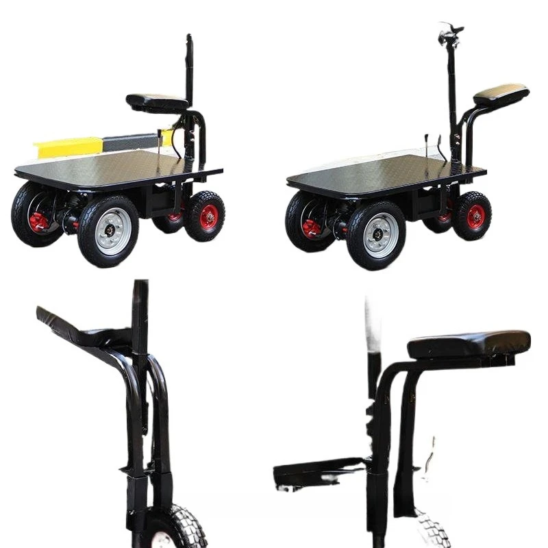 Ride‑on Electric Flatbed Trolley 500kg Load Capacity 4‑Wheel Powered Warehouse Transport Cart Industrial Material Handling Wagon