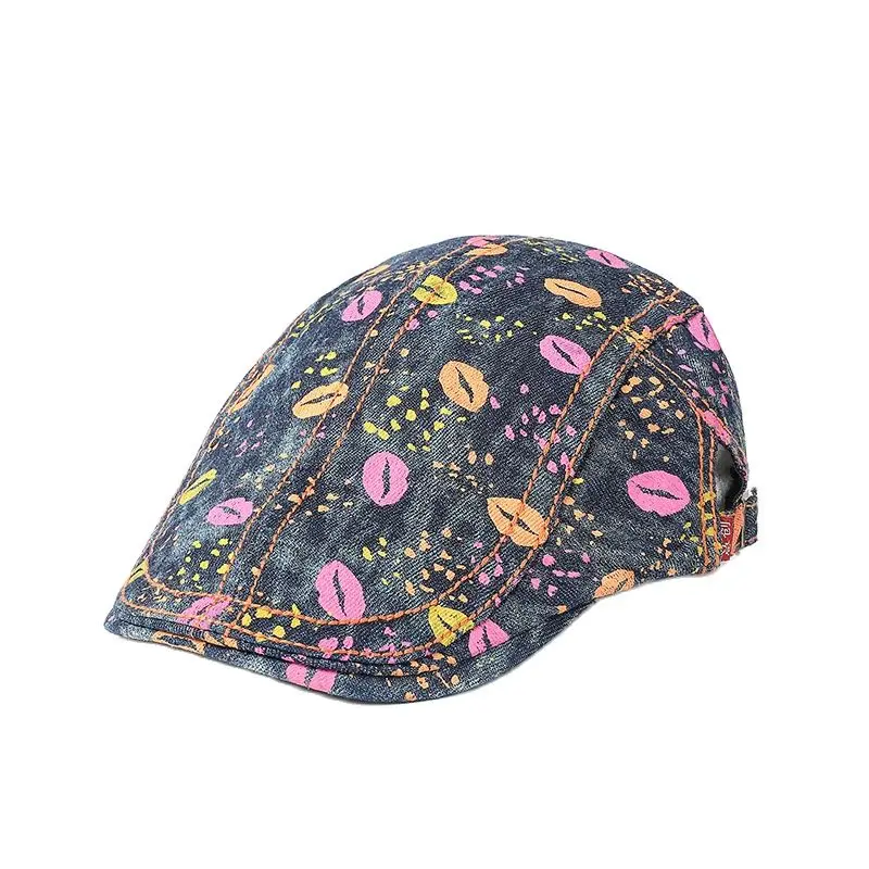 

LDSLYJR Four Seasons Cotton Print Newsboy Caps Flat Peaked Cap Men and Women Painter Beret Hats 147