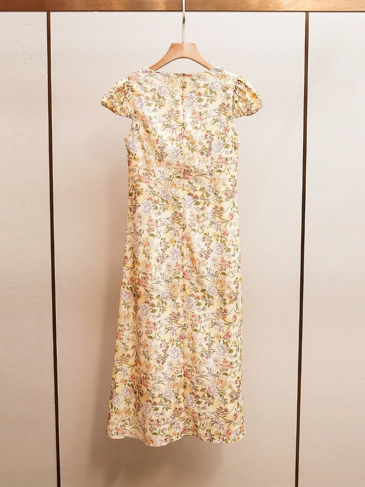 High End Women's Clothing Summer New Style Vacation Style Simple Temperament Design Sense Elegant Floral Dress for Women