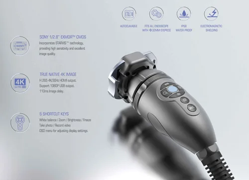 Imagen 2 del producto Cámara de endoscopia portátil 4K Ultra HD con HDMI/USB, estación de acoplamiento multipuerto para cirugía veterinaria e inspección industrial