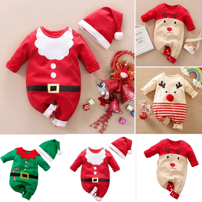 Festive Baby Clothing Cosplay Costume Holiday Outfit Infant Christmas Romper Long Sleeved Onepieces Winter Autumn Baby Clothing