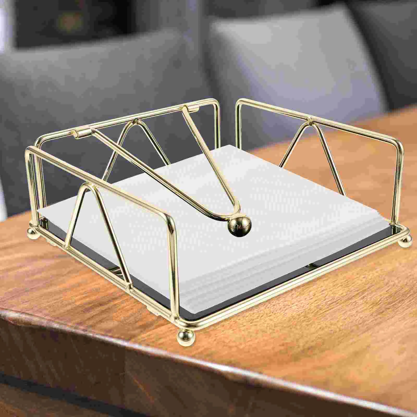 

Table Tray Decor Iron Napkin Holder Paper Towel Desktop Storage Box Cardboard Rack (gold) Square Tissue Golden Organizer Stand