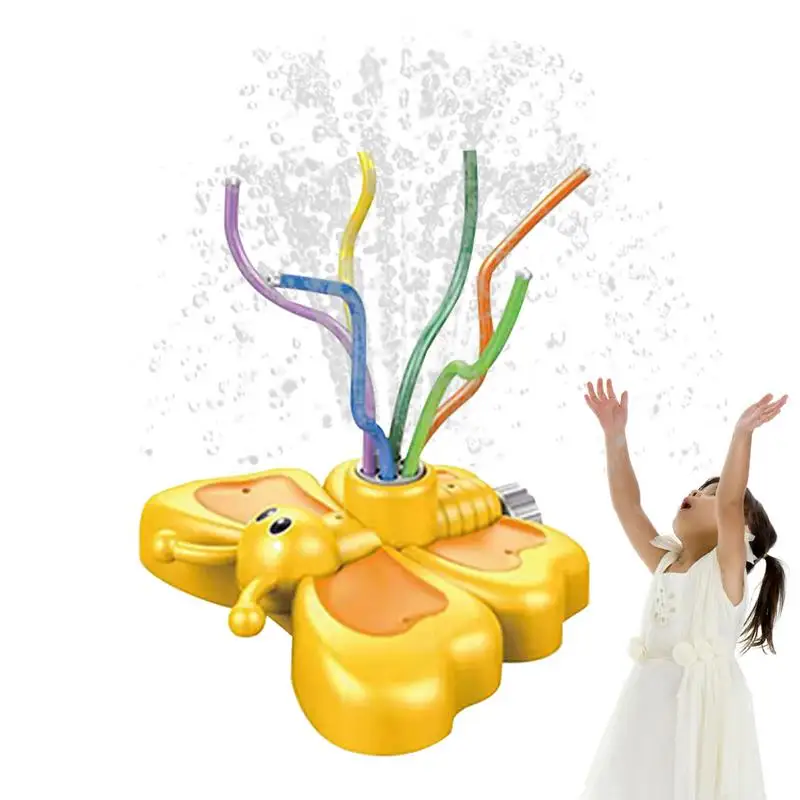 Funny Water Spray Sprinkler Cartoon Butterfly Rotation Water Spray Toys for Kids Outdoor Play Enhances Color Recognition with