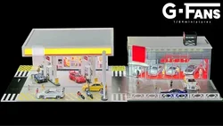 G-FANS 1:64 Gas Station / Nismo GTR Shop Diorama Diecast Model Car