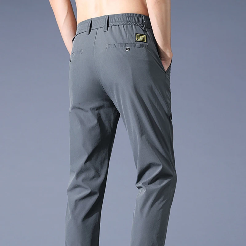 

Thin Casual Ice Silk Nylon Pants For Men Soft Summer Hot Selling Smooth Fashion New Arrivals Brand High Quality Trousers Male