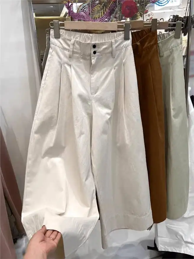 Faionable hoge taille wijde pijpen broek dames rechte gesneden casual broek Koreaanse Sle zomer 2024 trendy Ele