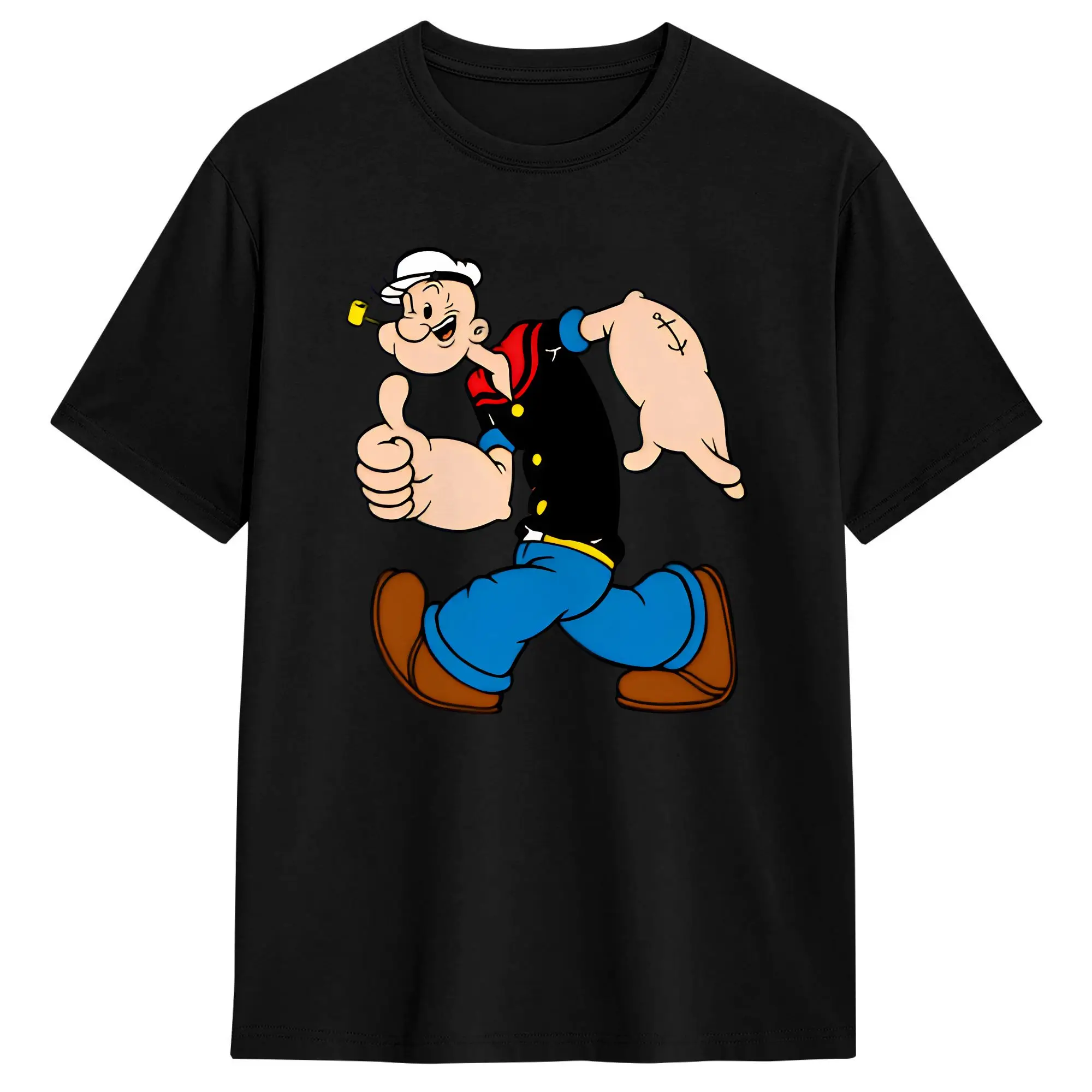 Creative Cartoon Bluto and Olive Oyl Character T-Shirt for Men Round Neck Pure Cotton T Shirts  Short Sleeve Tees Graphic Tops