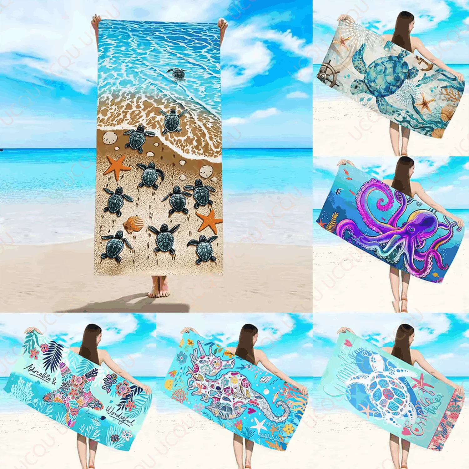 

Cartoon animal printed Bath Towel urfing Extra Large Travel Towel for Sports Pool Bathroom Camping Sandproof Beach Towel