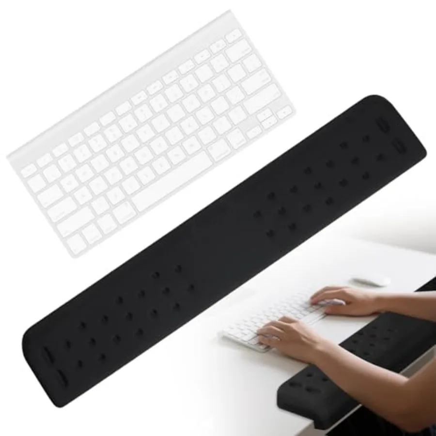 

Full-Size L-Shaped Desk Edge Cushion 24 Inch Memory Foam Arm Rest Pad for Ergonomic Forearm and Wrist Support Black