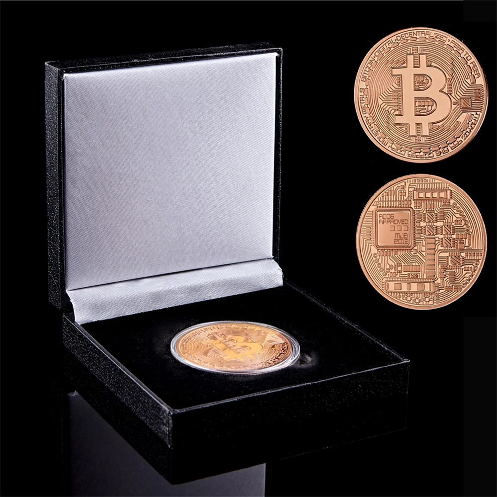 

Souvenir Bitcoin Bronze Gift Physical Commemorative Casascius Bit BTC World Coin W/ Box Display