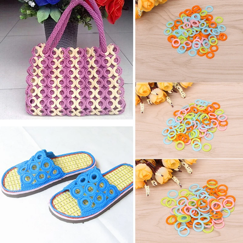 100Pcs DIY Crochet Ring Circle Hook Plastic Craft Tool for Handbag Car for Seat 87HA