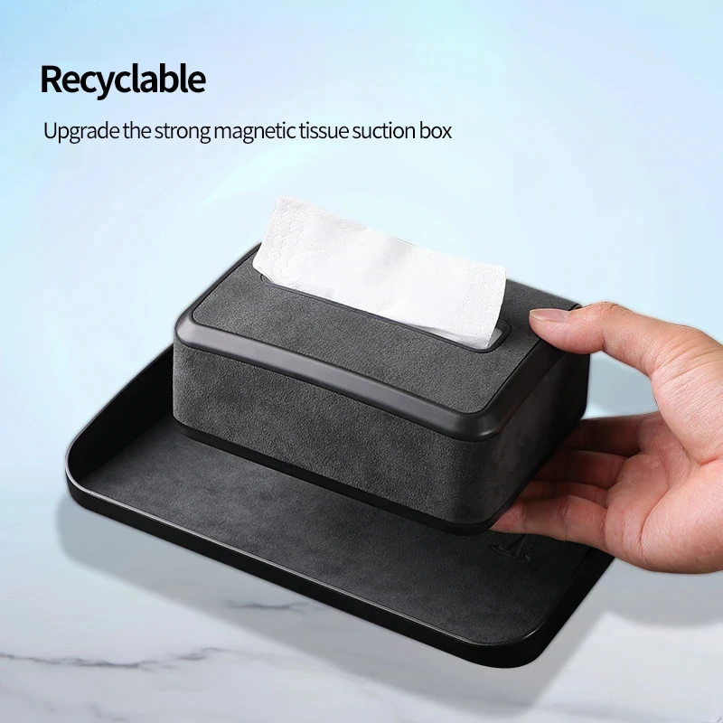 Alcantara Suede For Tesla Model 3 Model Y Car Central Control  Behind Screen Storage Tray Hidden Tissue Box Interior Accessories