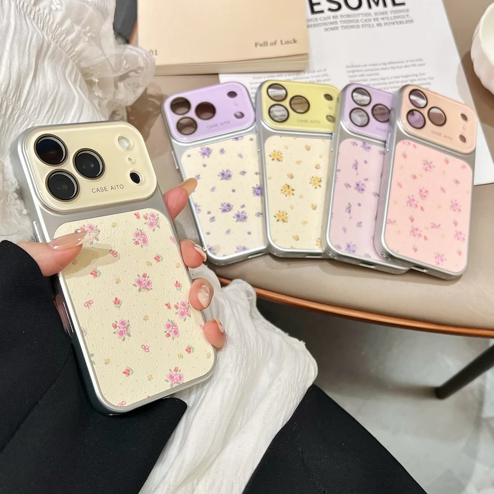 

ins Stylish Vintage Floral Diasy Case for iPhone 17 Pro Max 15 16 13 Tempered Glass Camera Lens Shockproof Protective Cover 14
