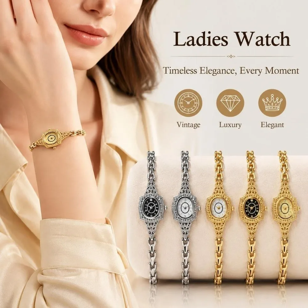 Medieval Style Vintage Ladies Watch Luxury Exquisite Fashion Wristwatch Small Dial Elegant Quartz Watch Casual