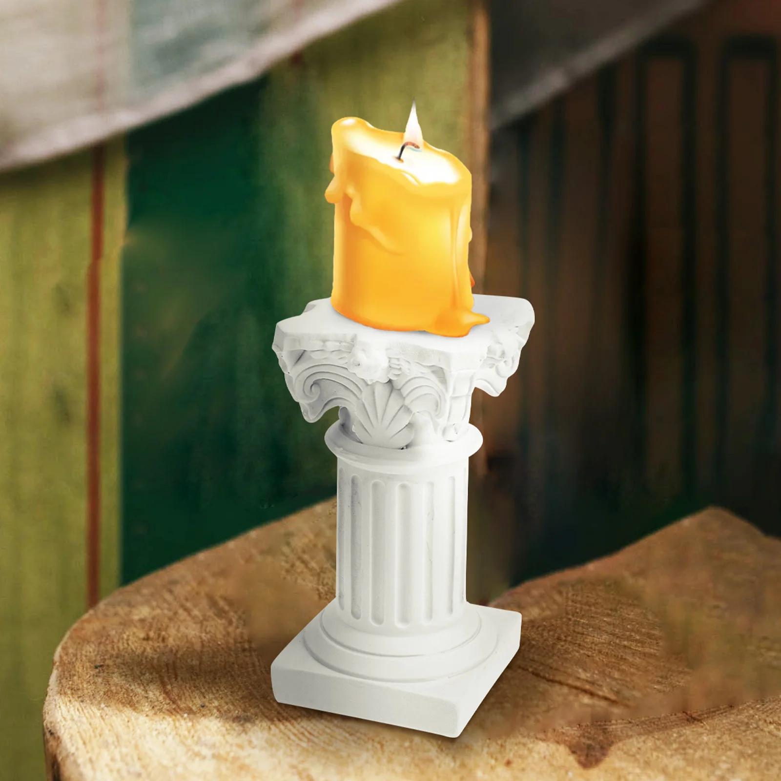 

10Pcs Roman Column Holders Textured Mini Candleholder Decorative Tabletop Candlestick for Home Party Supplies