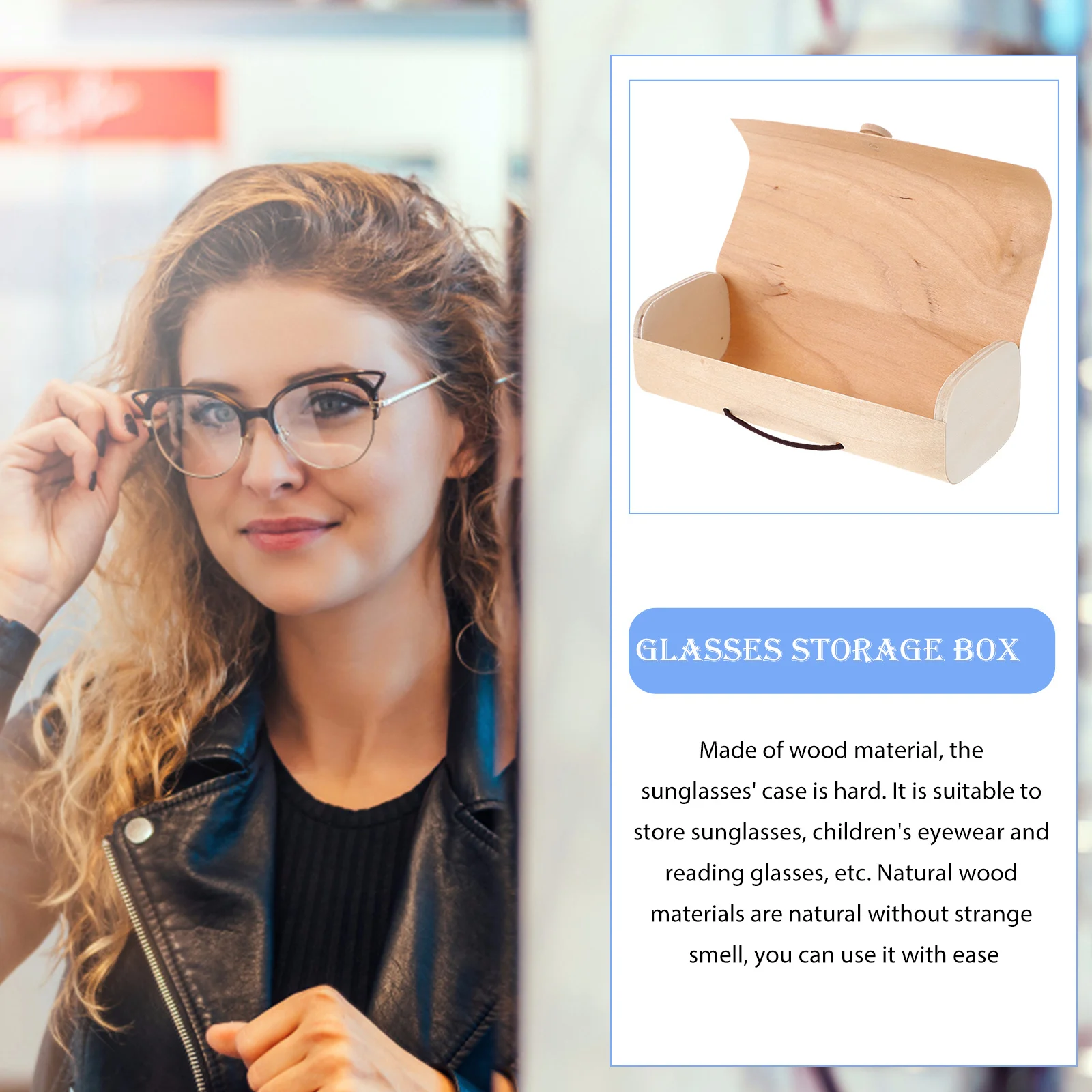 

Wooden Glasses Storage Box Portable Hard Case for Sunglasses Eyeglasses Reading Glasses Jewelry Holder Wood Eyeglass Case