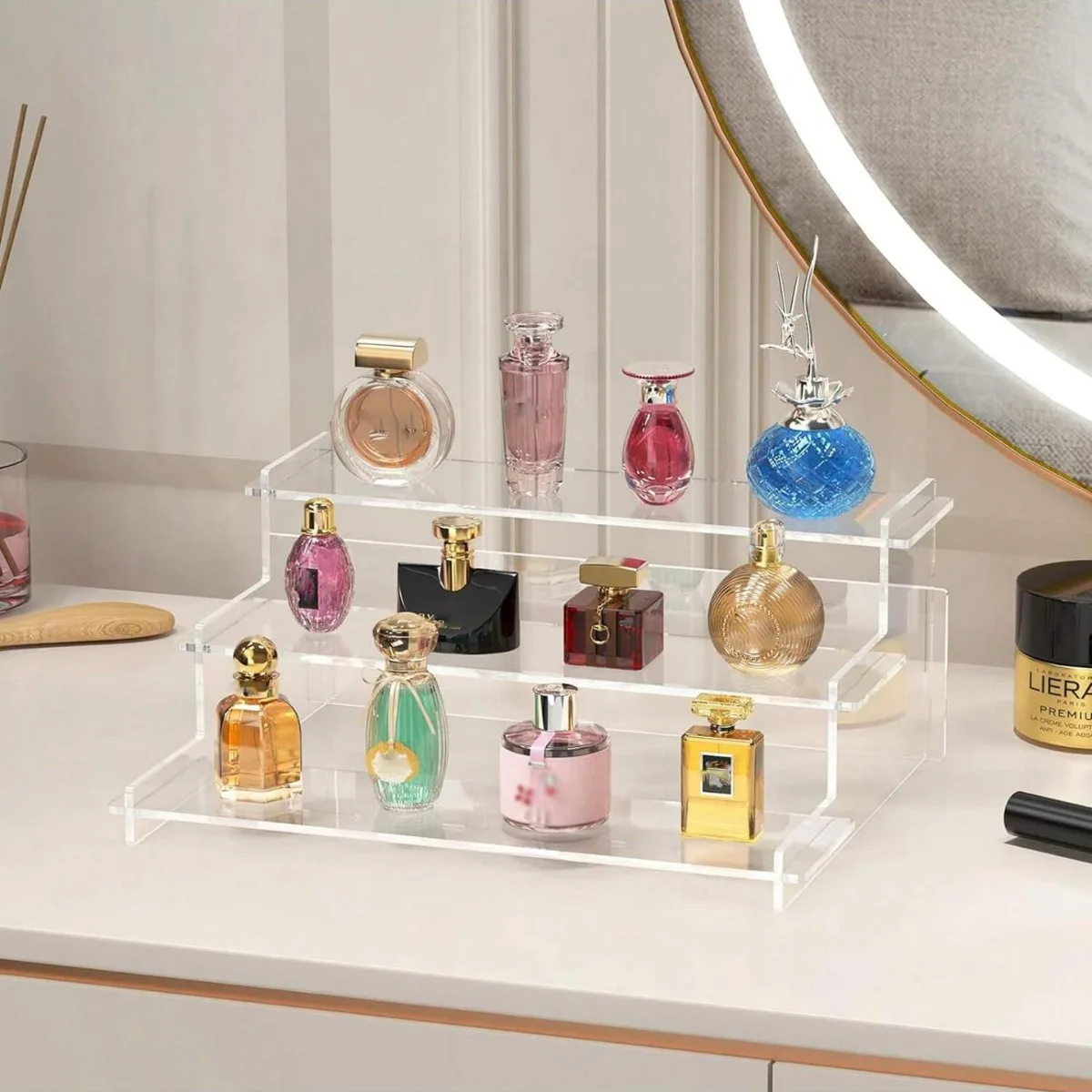 Premium Acrylic Tiered Display Stand for Blind Box Figures Clear Multi Layer Organizer Showcase with High Transparency Material
