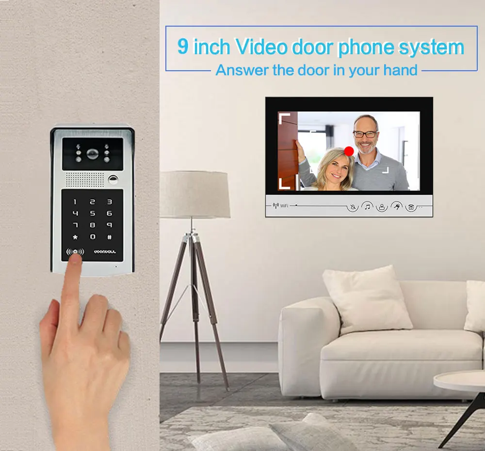 9 Inch WIFI Video Intercom System Doorbell Camera Tuya Waterproof Outdoor Smart Home Door Phone Camera With ID Card Key Password