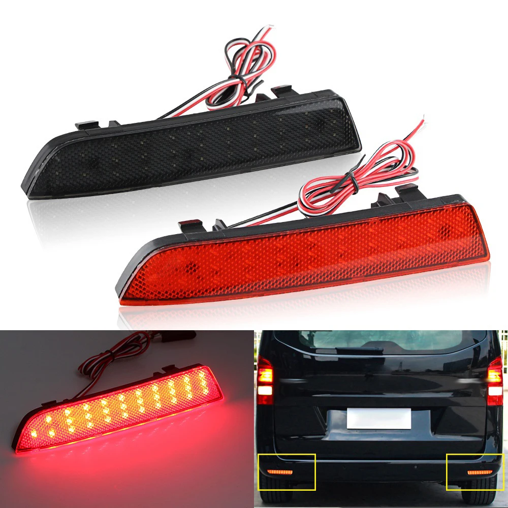 2Pcs Red LED Rear Bumper Reflector Lights Car Tail Lamps Brake Stop Light For Mercedes-Benz W447 Vito Tourer Dualiner V-Class