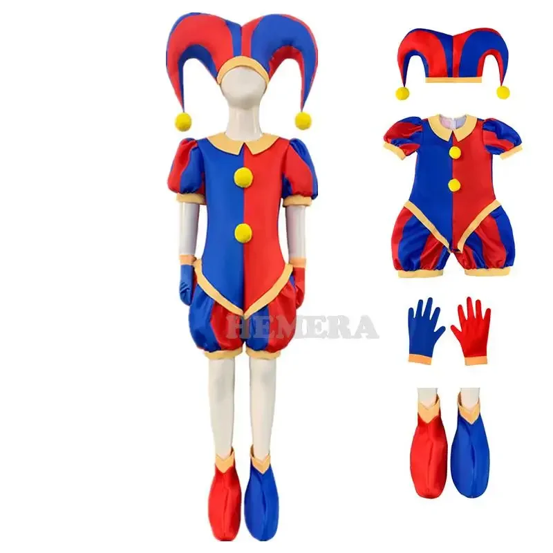 Kids Halloween Costumes Anime Digital Circus Pomni Cosplay Clothing Girls Boys Bodysuit Cartoon Carnival Birthday Gift for Adult