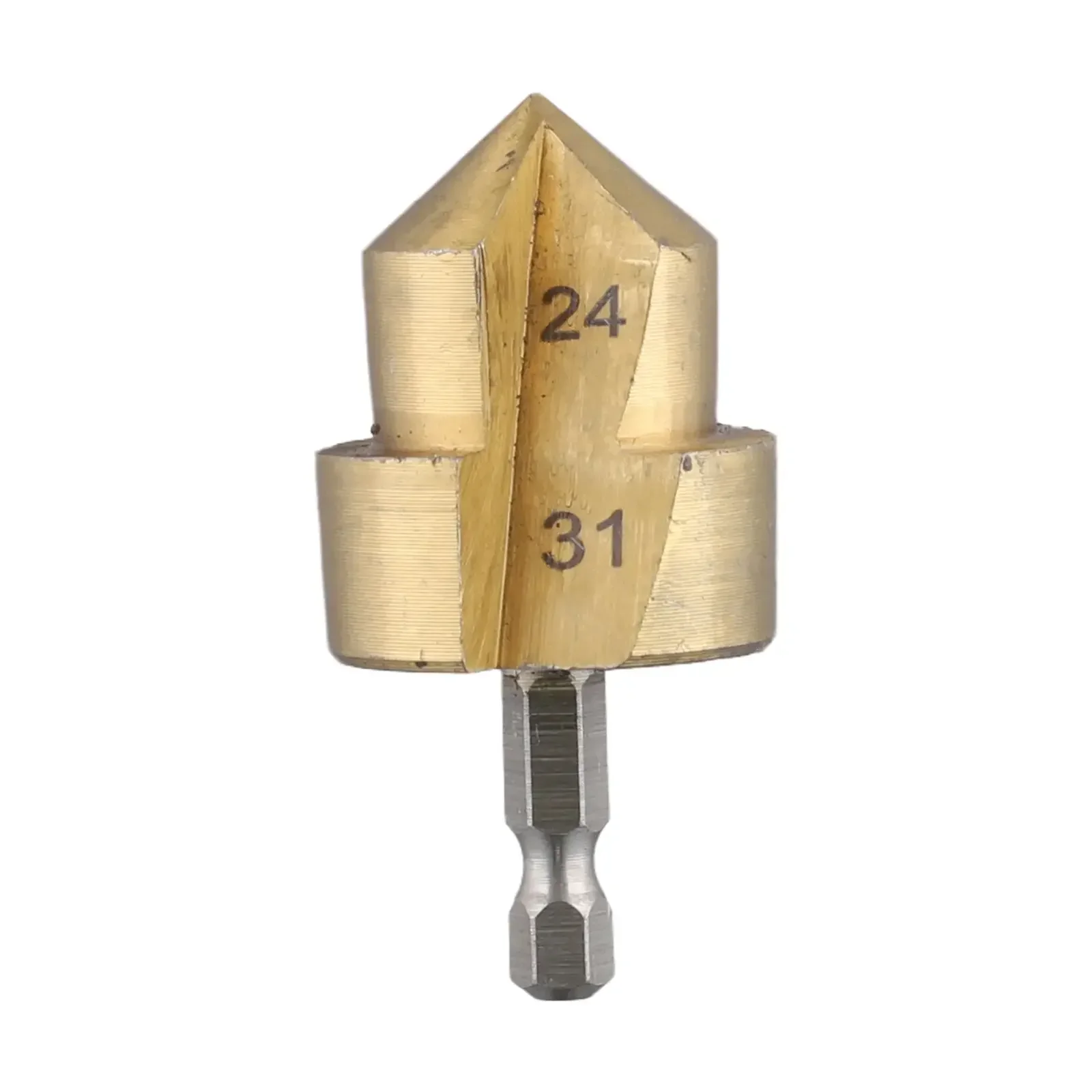 1pc Hexagonal Shank Water Pipe Expansion Drill Bit PPR Lifting Stepped Drill Bit Water Pipe Connection Tool Gold 15-19mm 18-24mm