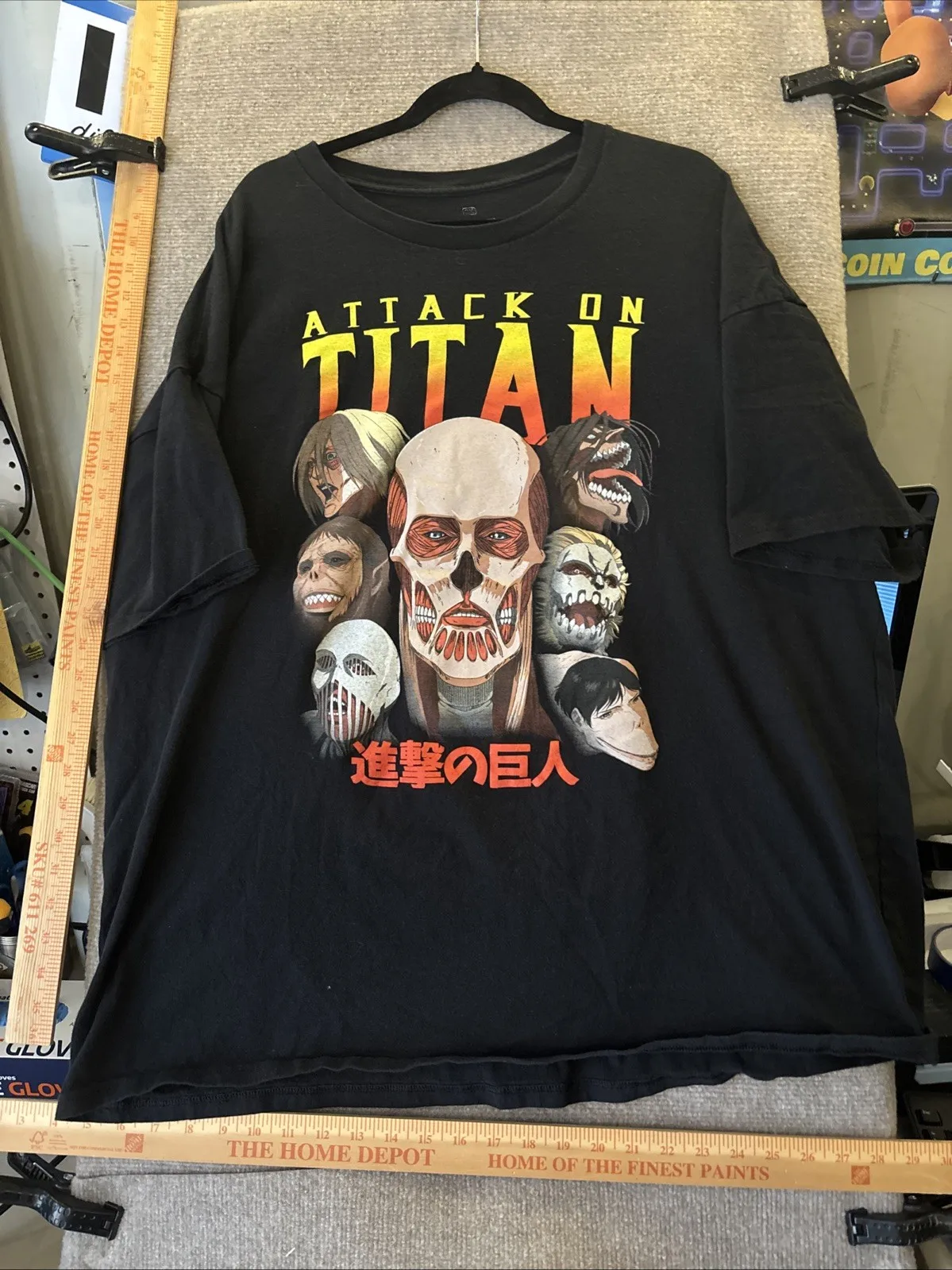 Camiseta negra Attack On Titan Men's Skulls Crunchyroll talla 3XL para hombre