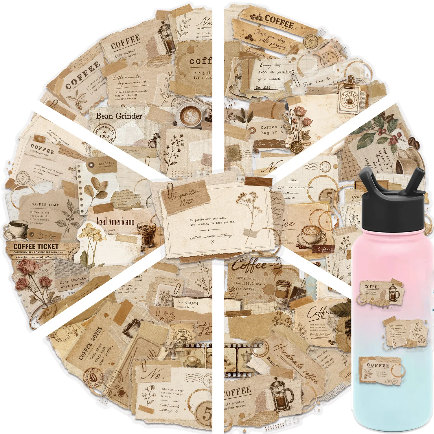 10/50Pcs Retro Coffee Sticker Personalized Decoration Stationery Box Scrapbook Diary Transparent Waterproof Decal Graffiti