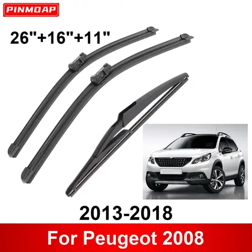 3 uds limpiaparabrisas de coche para Peugeot 2008 2013-2018 limpiaparabrisas delantero trasero cepillos accesorios de automóvil 2013 2014 2015 2016 2017 2018