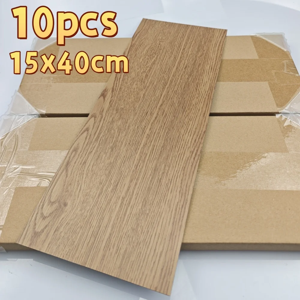 10PCS 15x40cm Peel and Stick Wood Grain Floor Tiles, Self-Adhesive Retro Flooring，Easy Clean DIY Flooring for Home Living Room