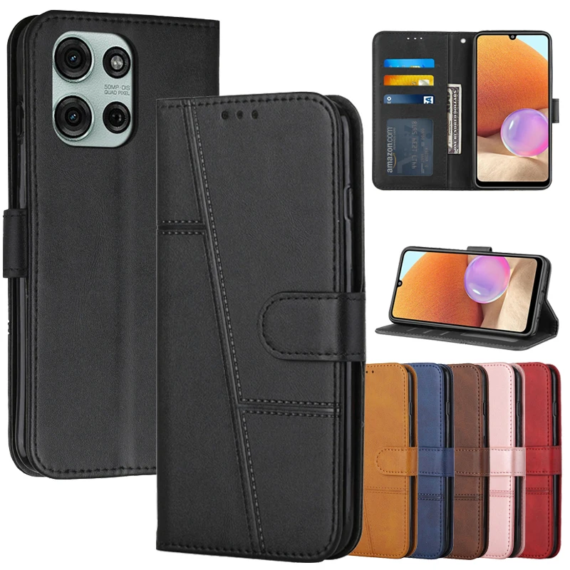 Leather Flip E15 Case on For Motorola MOTO E15 E14 E13 E22s E22 E32 4G E20 E30 E40 Magnetic Cases Stand Wallet Phone Cover 2025