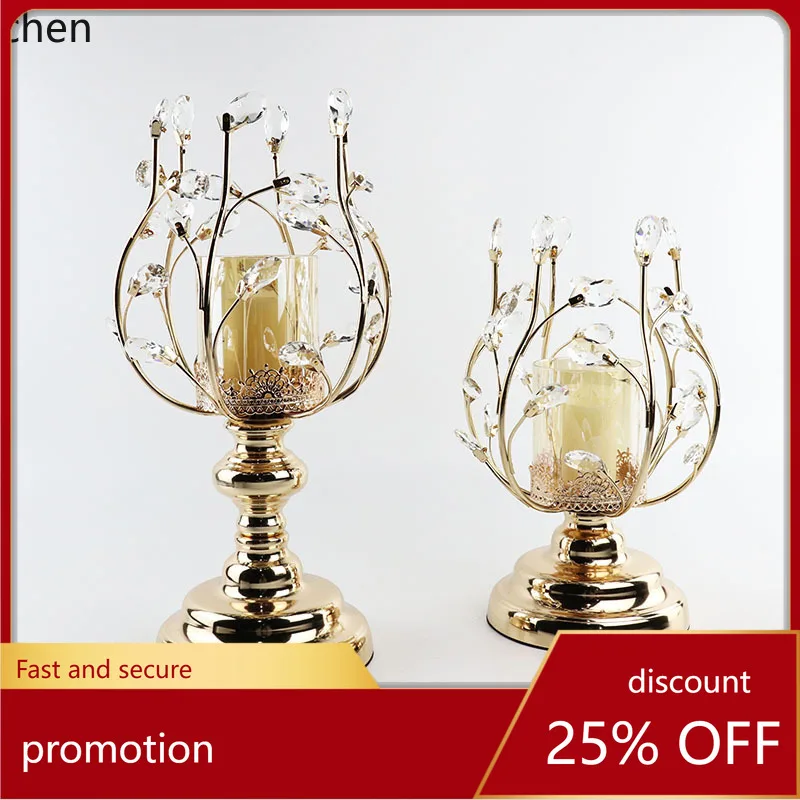 

Zml candle candlestick crystal metal candlestick ornament for home dining table candlelight dinner props romantic