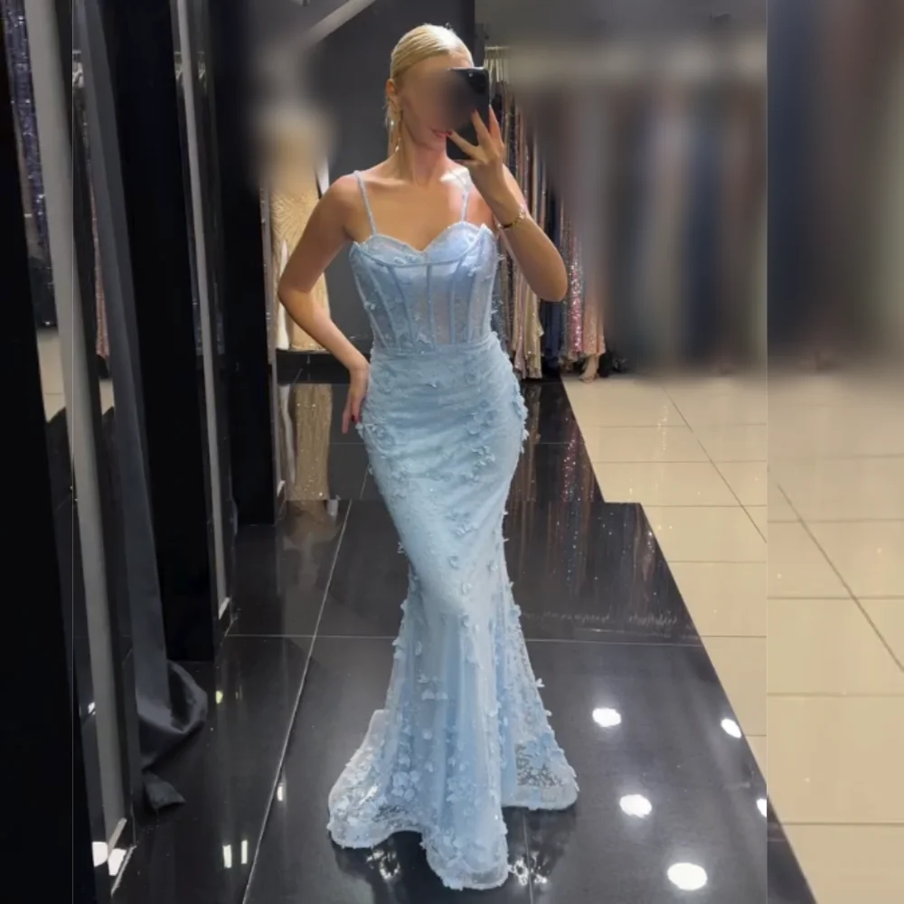 

Customized Chiffon Pleat Applique Spaghetti Strap Mermaid Long Dresses Bespoke Occasion Women's Evening Gorgeous Party Gown