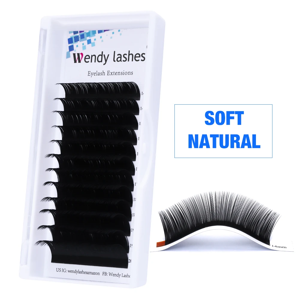 Mix-Length Individual Eyelash Extension 20-25mm DD Classic Eyelashes Natural Long Silk Lash Extension Wendy Lashes