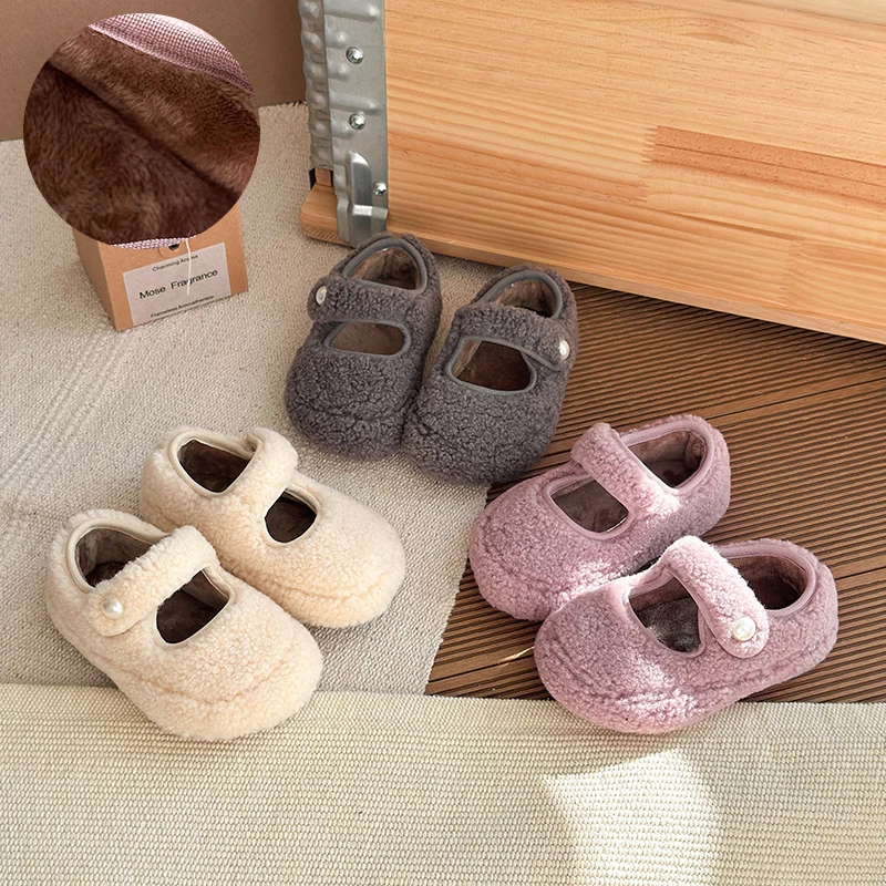

Children's Cotton Shoes 2025 Autumn Winter New Korean Edition Girls' Retro Matte Princess Girl Soft Soled Single Mary Jane Shoe