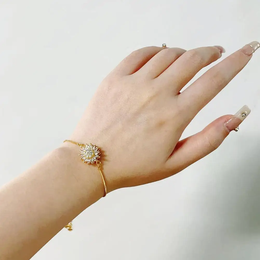 نساء موضة مجوهرات الزفاف زهرة سوار فام الزفاف كريستال الفضة والمجوهرات اللون المعصم حفلة الذهب سلسلة سحرية سوار N0U0