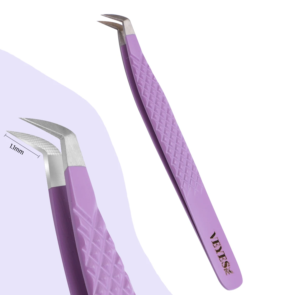 Veyes Inc Eyelash Extensions Tweezers Veyelash Professional Fiber Tip Tweezers for Volume Stainless steel 3D Accurate Closure