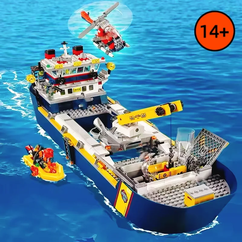 Nuevo Set de Construcción de Barco de Exploración Marítima, 745 Piezas, 60266, Bloques de Construcción de Ciencia y Tecnología, Modelo de Barco de Juguete, Regalos de Cumpleaños para Niños