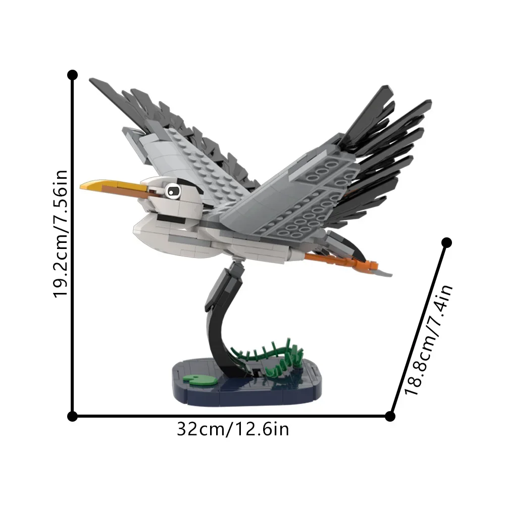 MOC-212038 飛行鷺ビルディングブロックモデル飛行鷺鳥動物レンガ組立おもちゃ子供 DIY 誕生日プレゼント