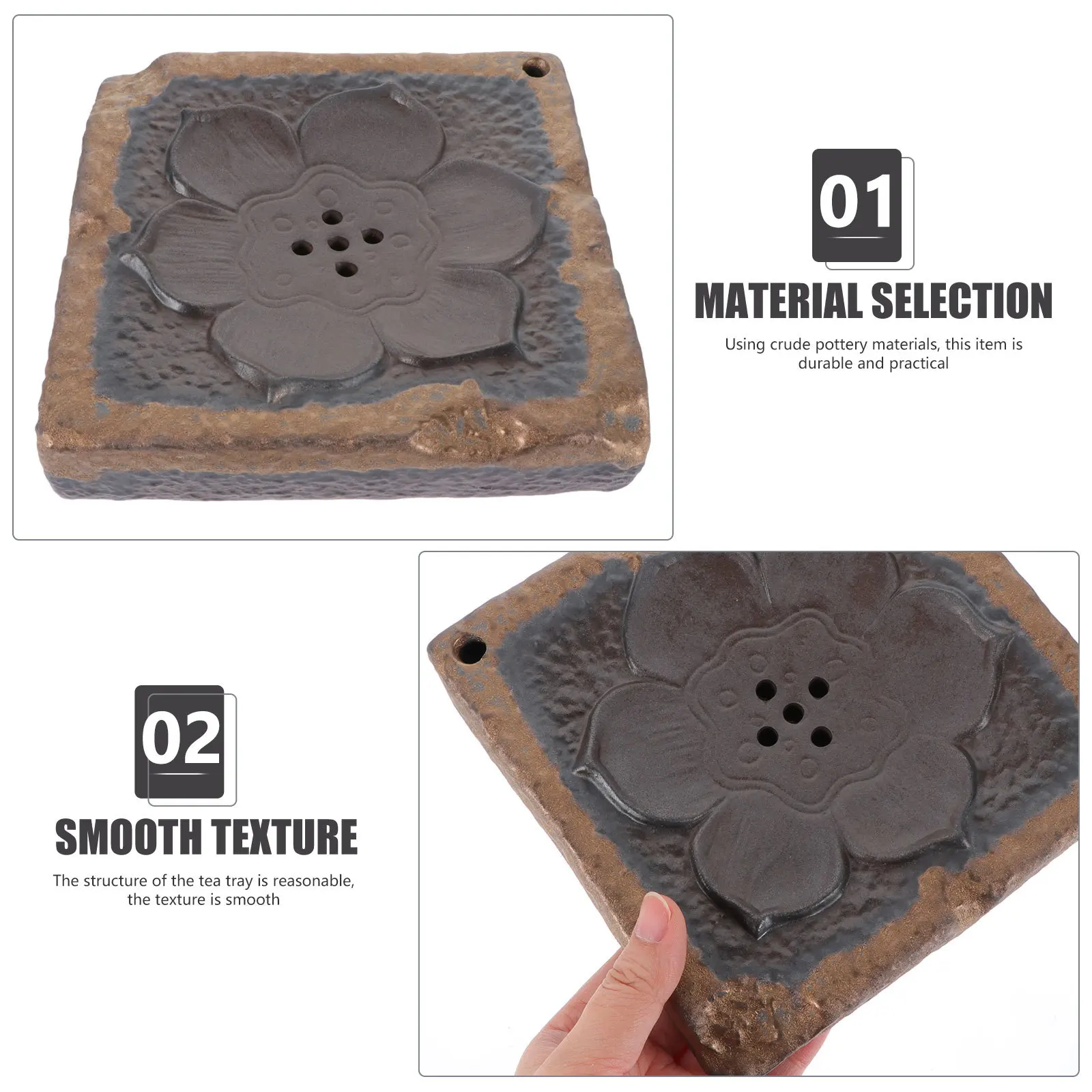 

UTHCLO Handmade Tea Set Pottery Serving Tray Decorative Plate Home Tea Holder