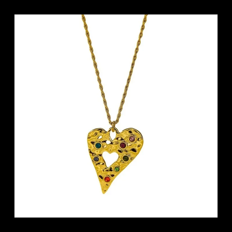 جديد INS نمط المشاهير على الإنترنت مع لون الماس التيتانيوم 18K الذهب التيتانيوم الصلب قلادة ضوء الفاخرة تنوعا المطرقة Desi #5