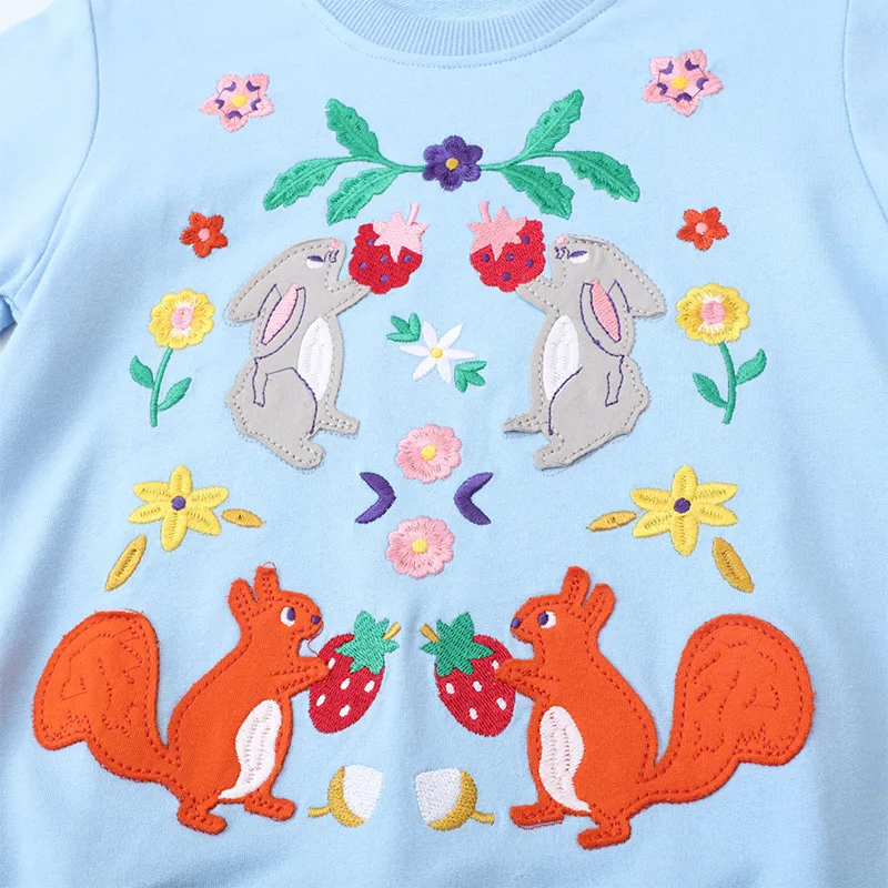 Jumping Meters New Arrival Animals Embroidery Autumn Spring Children\'s Sweatshirts Long Sleeve Toddler Kids Sport Shirts Costume